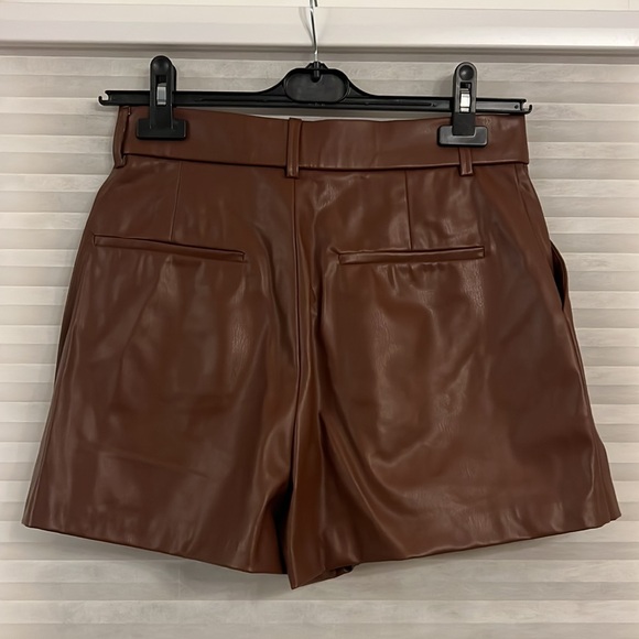 Brown faux leather dress shorts - Picture 3 of 3